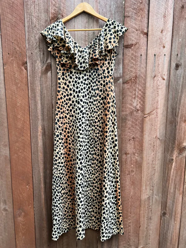 VINTAGE: Cheetah Print Ruffle Dress sold by Vanessa Mooney
