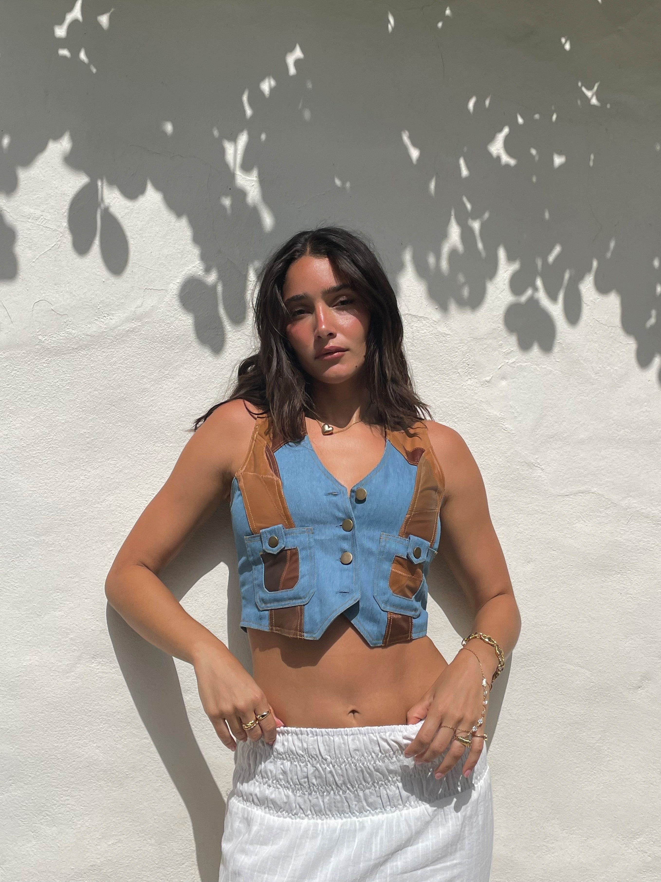 SAMPLE: The Charlee Vest - Light Denim sold by Vanessa Mooney product image thumbnail 2