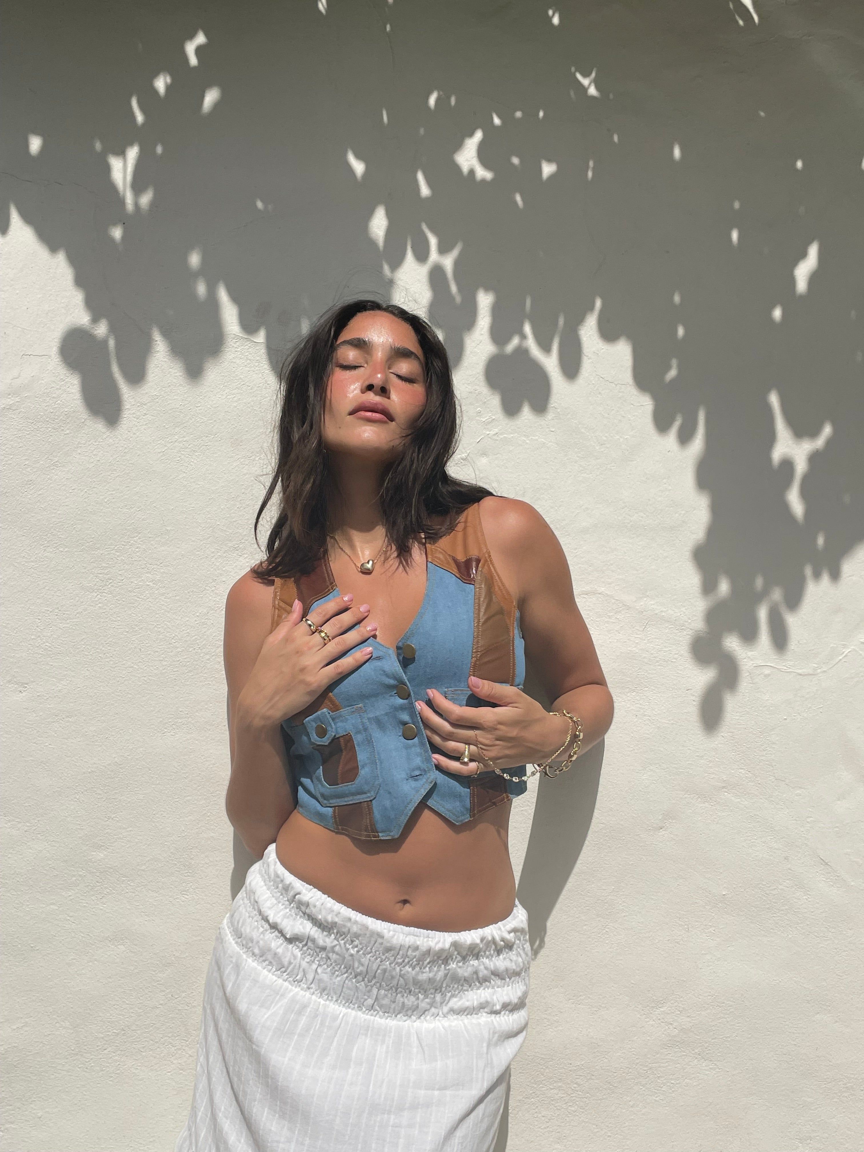 SAMPLE: The Charlee Vest - Light Denim sold by Vanessa Mooney product image thumbnail 5