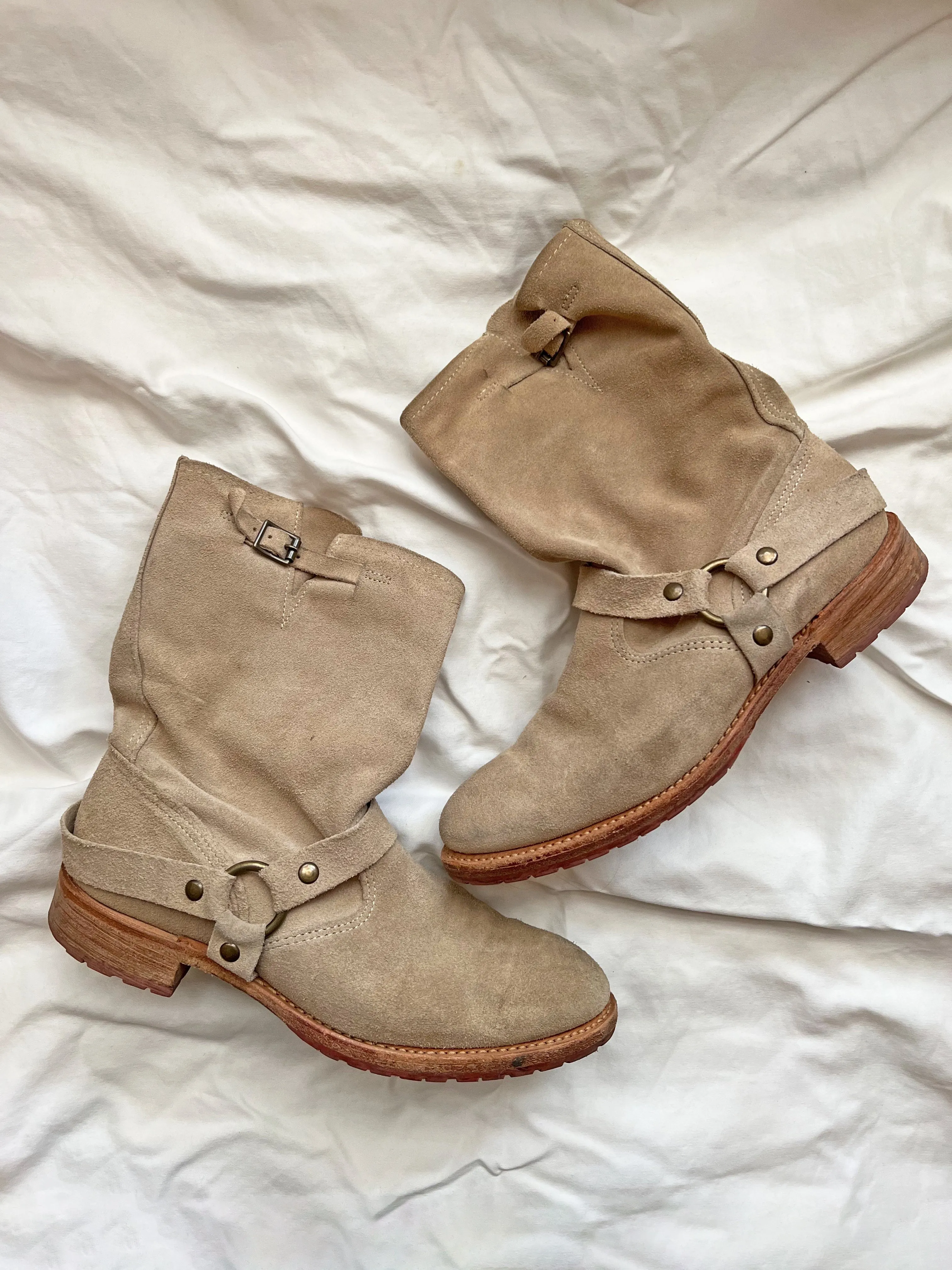 VINTAGE: Suede Motorcycle Boots sold by Vanessa Mooney