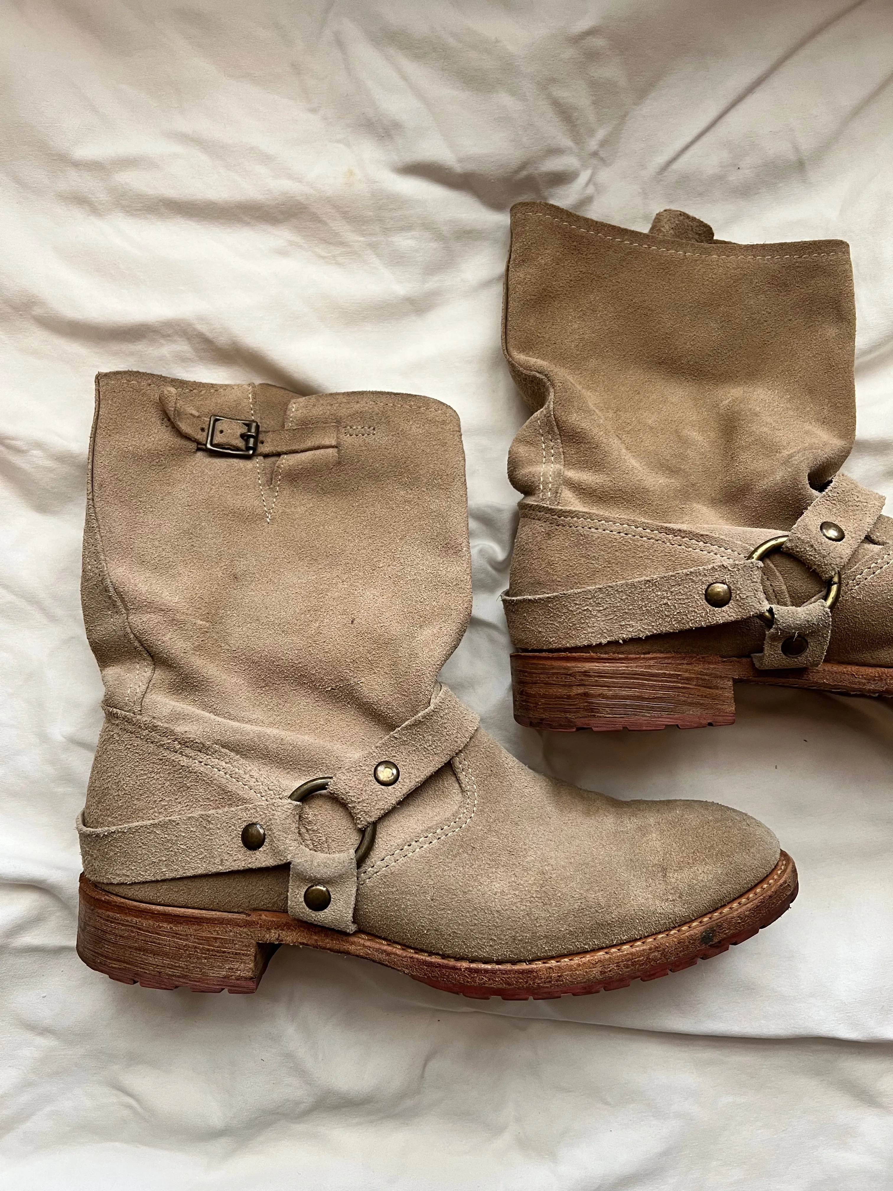 VINTAGE: Suede Motorcycle Boots sold by Vanessa Mooney product image thumbnail 2