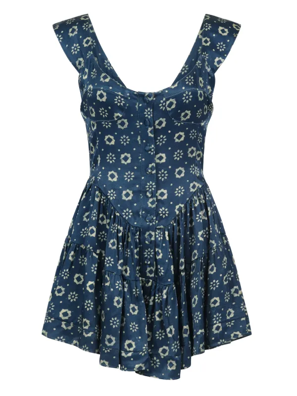The Elisabeth Romper Dress - Indigo Flower sold by Vanessa Mooney