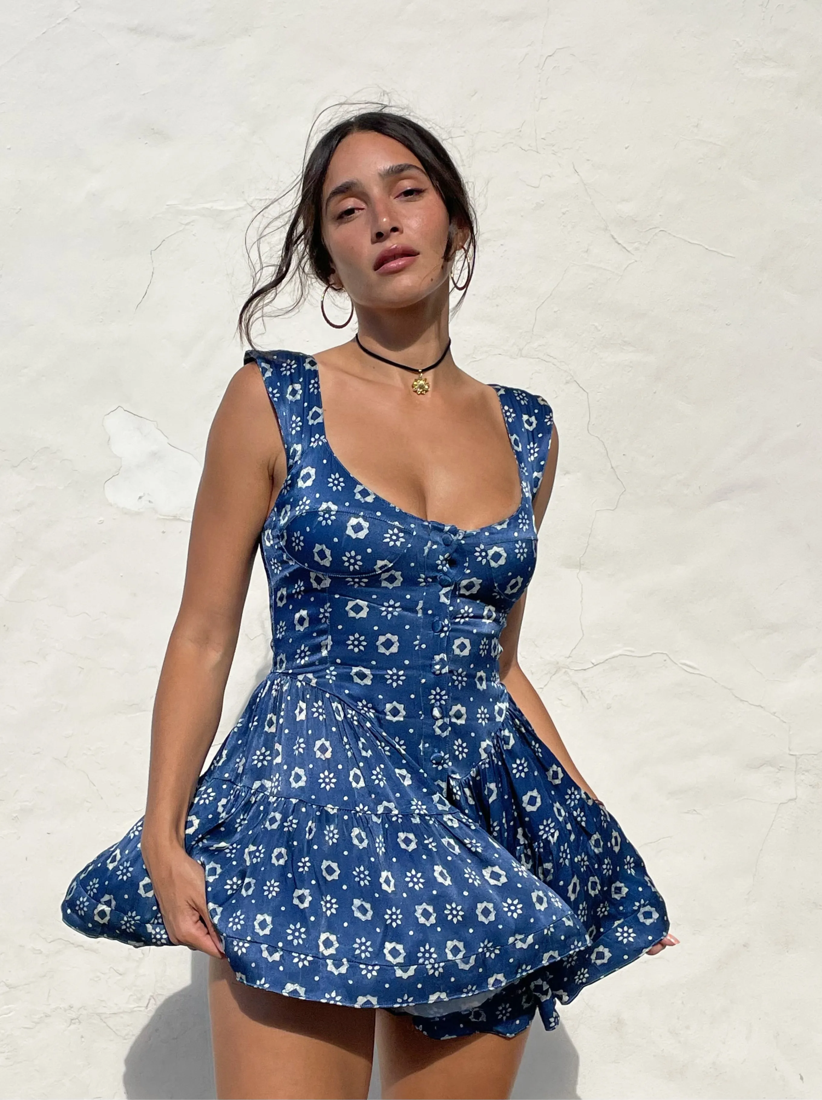 The Elisabeth Romper Dress - Indigo Flower sold by Vanessa Mooney product image thumbnail 3