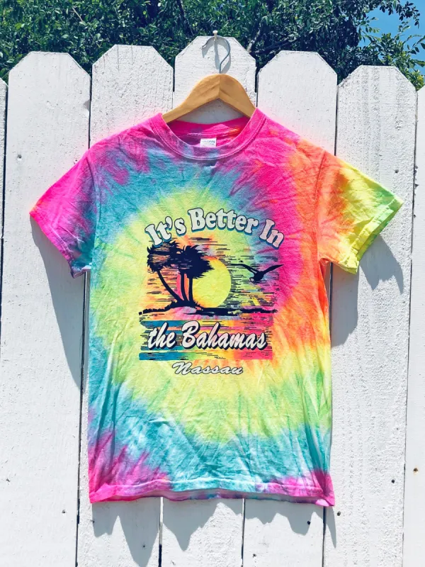 VINTAGE: Neon Tie-Dye Graphic T-Shirt sold by Vanessa Mooney