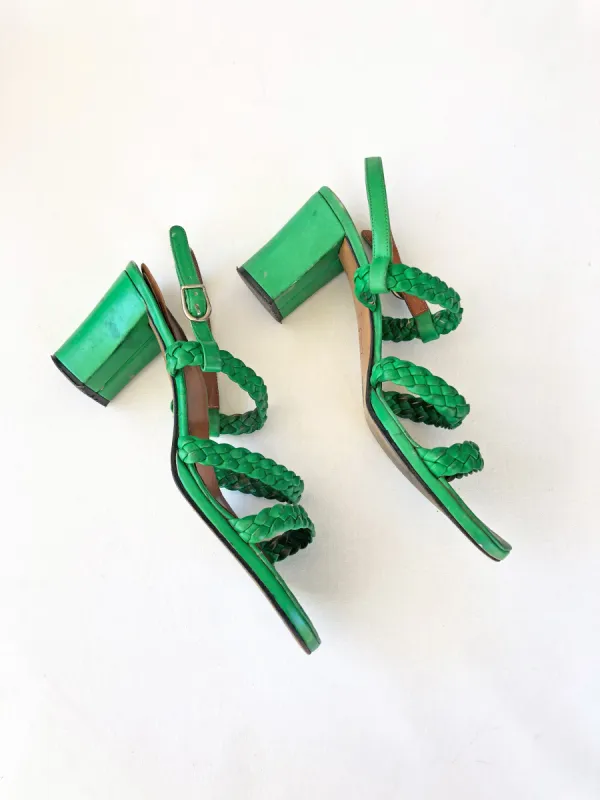 VINTAGE: Woven Leather Sandals - Green sold by Vanessa Mooney