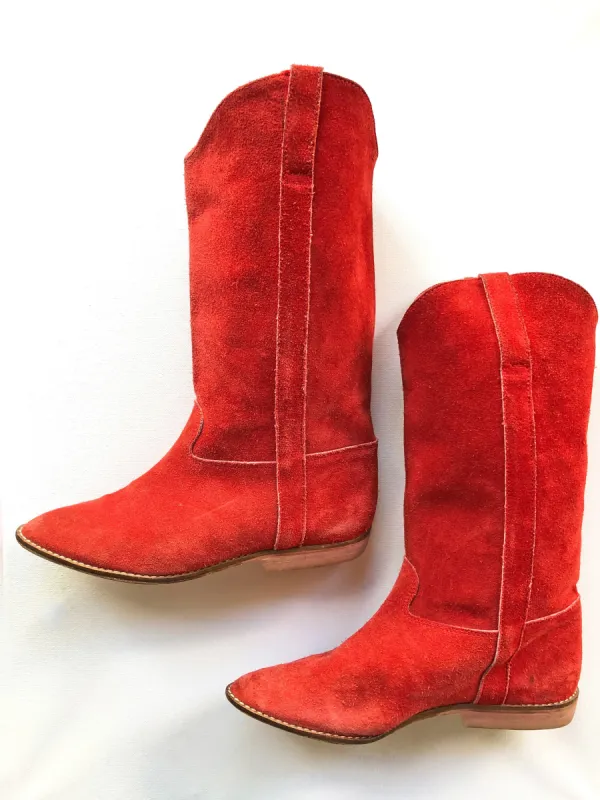 VINTAGE: Western Boots - Red Suede sold by Vanessa Mooney