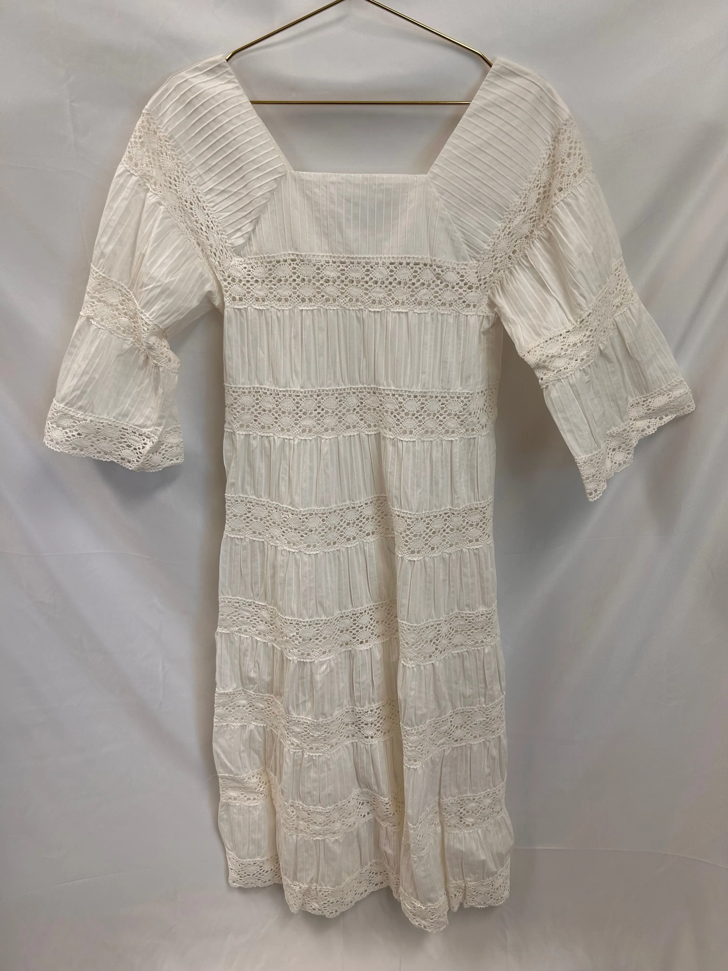 VINTAGE: Vanessa Mooney Long Cream White Maxi Dress sold by Vanessa Mooney