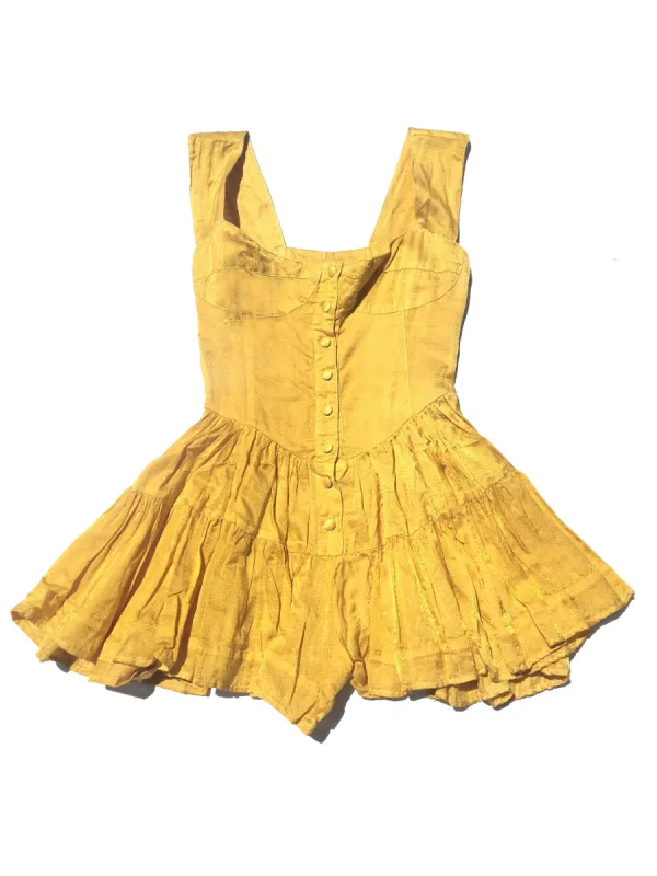 SAMPLE: The Elisabeth Romper Dress - Hand-Dyed Marigold sold by Vanessa Mooney