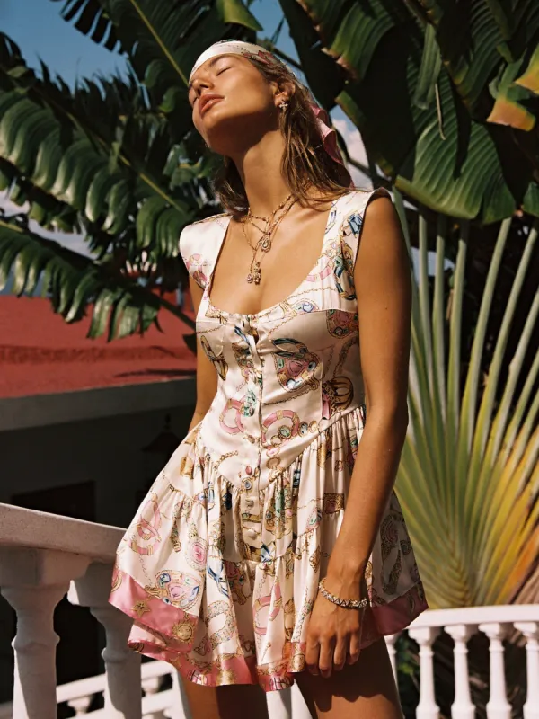 SAMPLE: The Elisabeth Romper Dress - Iconic Jewelry Print sold by Vanessa Mooney