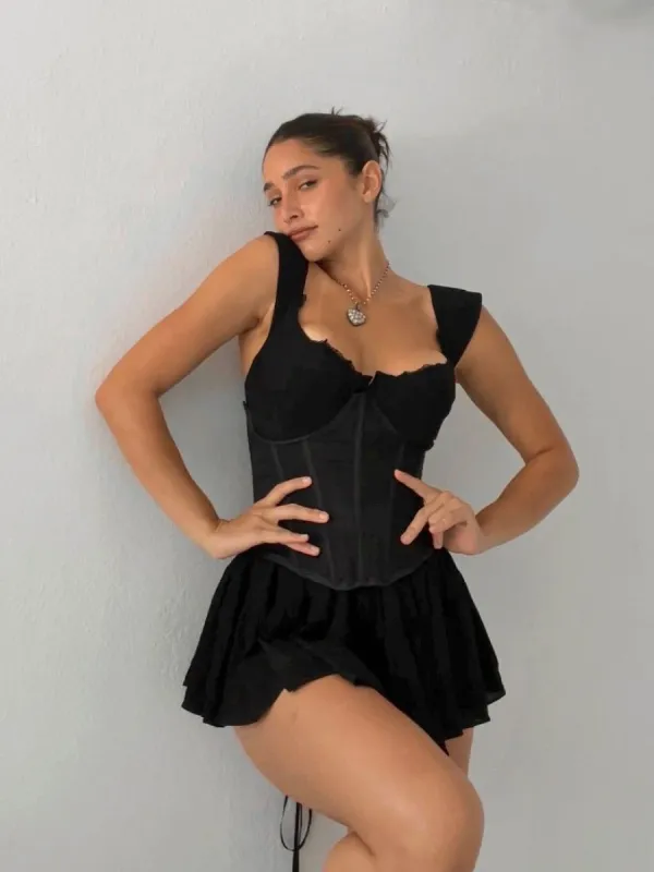SAMPLE: The Elisabeth Romper Dress - Black sold by Vanessa Mooney