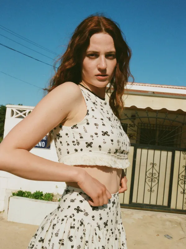 SAMPLE: The Willa Crop Top - Butterfly Floral Print sold by Vanessa Mooney