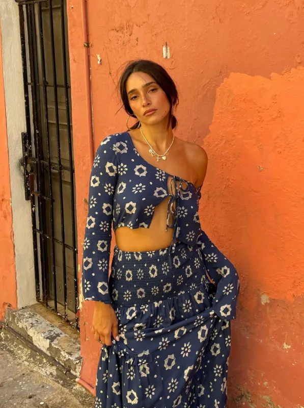 The Gemma Top - Indigo Flower sold by Vanessa Mooney