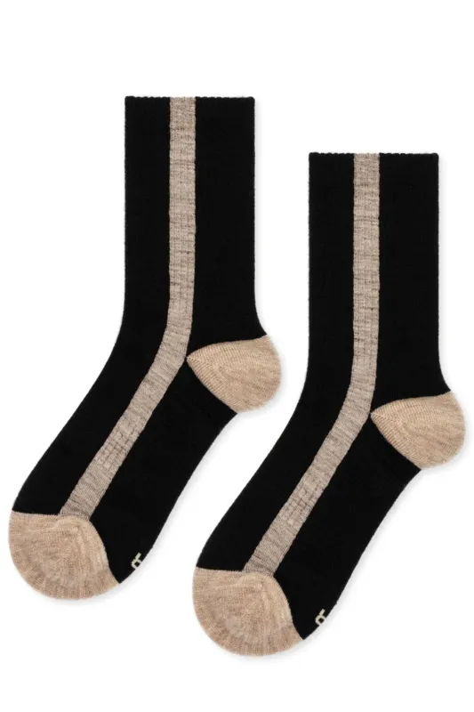 TUXEDO STRIPE ALTHLETIC WOOL CREW SOCK BY HANSEL FROM BASEL sold by Velvet by Graham & Spencer