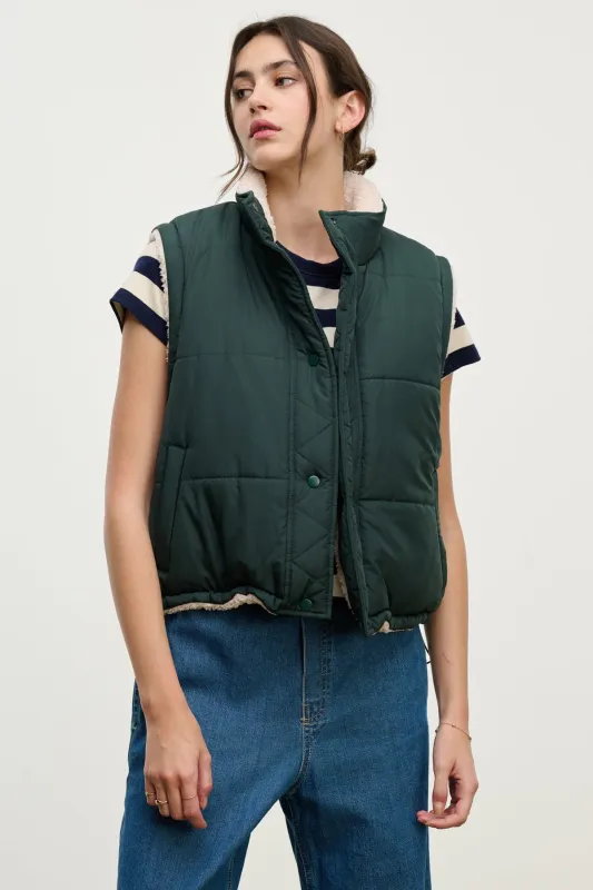 CATHY PUFFER SHERPA REVERSIBLE VEST sold by Velvet by Graham & Spencer