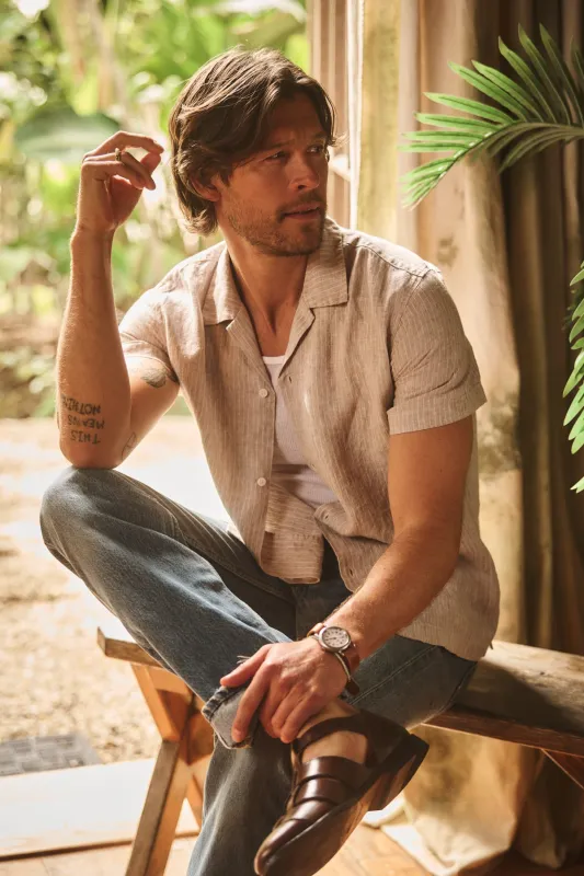 JULIUS LINEN BUTTON-UP SHIRT sold by Velvet by Graham & Spencer