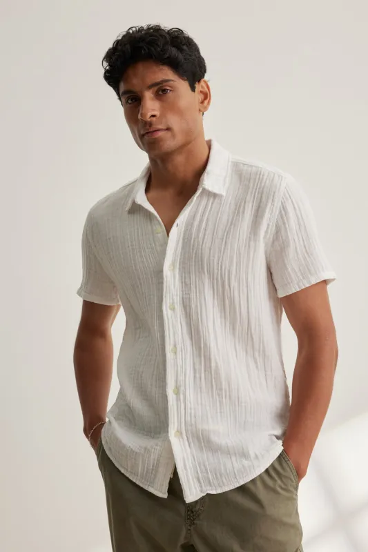 CHRISTIAN COTTON GAUZE BUTTON-UP SHIRT sold by Velvet by Graham & Spencer