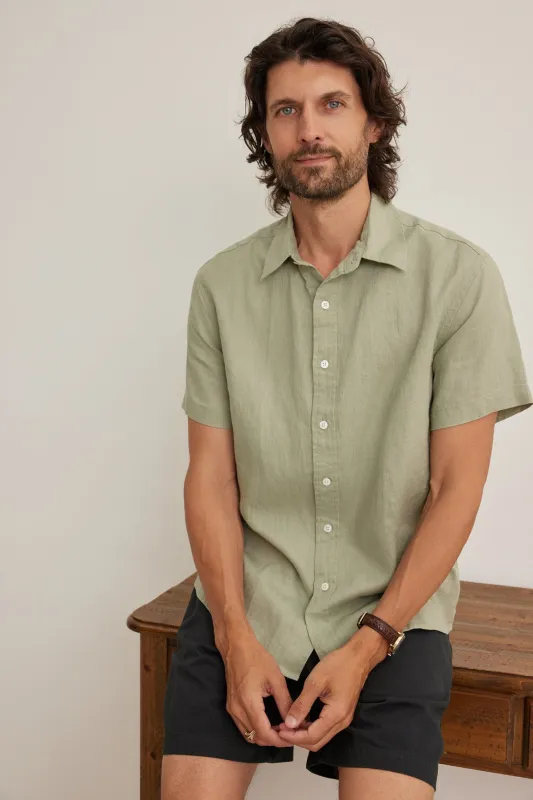 MICAH LINEN BUTTON-UP SHIRT sold by Velvet by Graham & Spencer