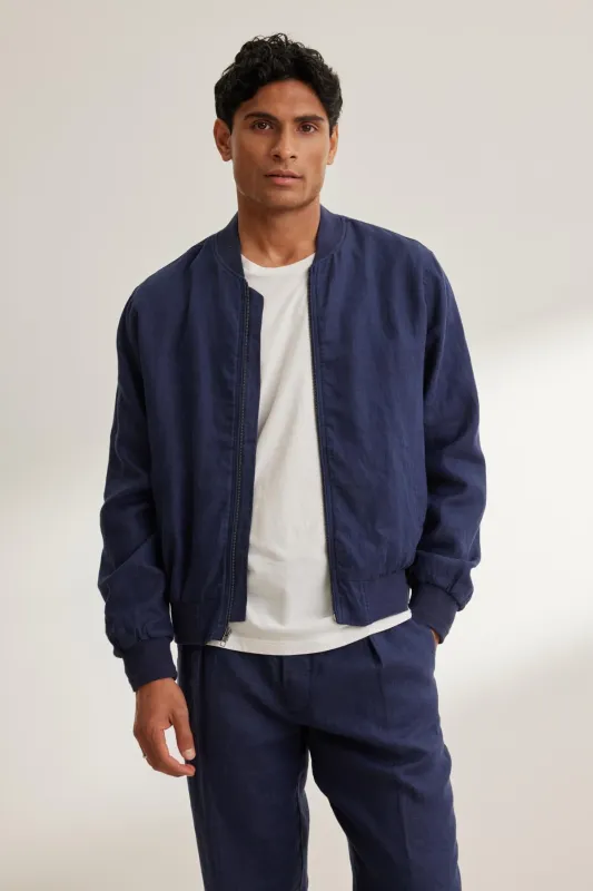 MURPHY LINEN BOMBER JACKET sold by Velvet by Graham & Spencer