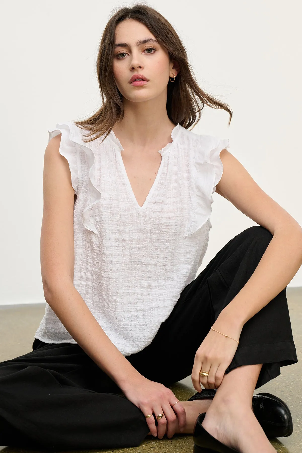 EVA TEXTURED COTTON GAUZE TOP sold by Velvet by Graham & Spencer