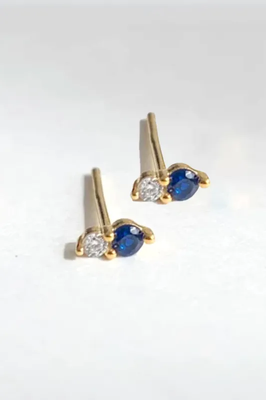TWIN STUD SAPPHIRE BY PHYLLIS AND ROSIE made by Velvet by Graham & Spencer