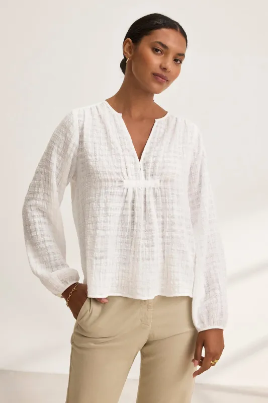 KORA TEXTURED COTTON GAUZE TOP sold by Velvet by Graham & Spencer