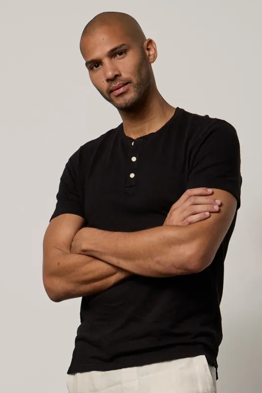 LIONEL LINEN BLEND HENLEY sold by Velvet by Graham & Spencer