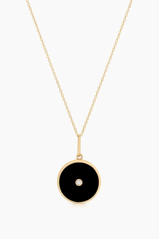 BALIA BLACK ENAMEL NECKLACE BY THATCH made by Thatch