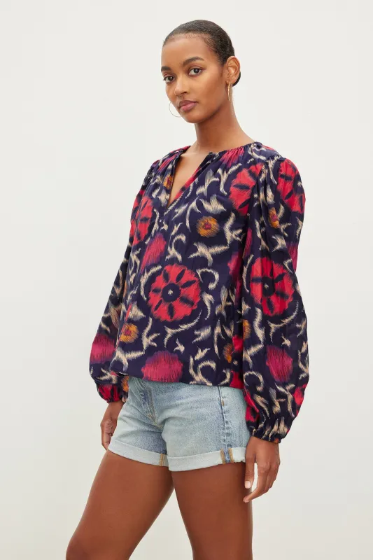 FRASER PRINTED SILK COTTON VOILE TOP made by Velvet by Graham & Spencer