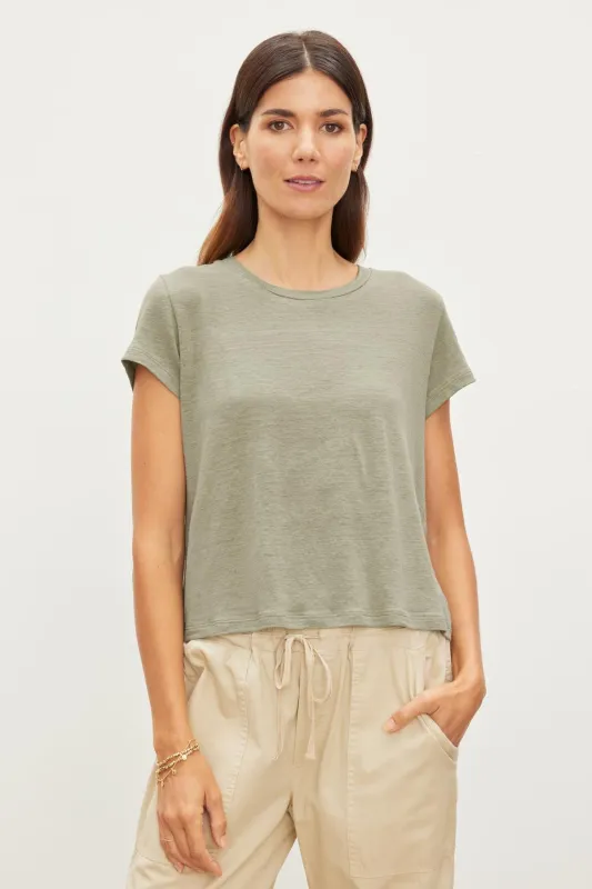 CASEY LINEN KNIT CREW NECK TEE sold by Velvet by Graham & Spencer