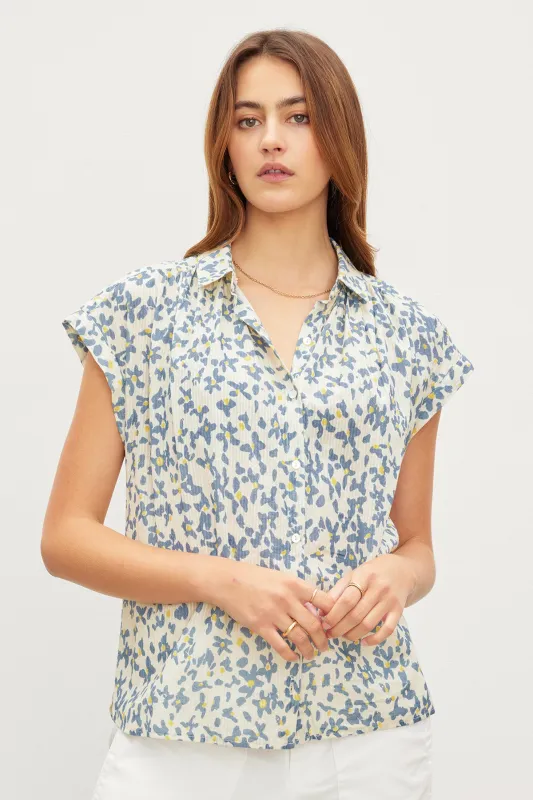 PAULETTE FLORAL BUTTON FRONT TOP sold by Velvet by Graham & Spencer