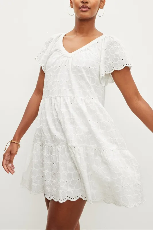 WYNETTE EMBROIDERED COTTON DRESS made by Velvet by Graham & Spencer