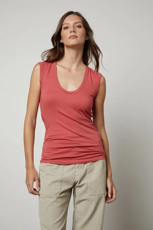 ESTINA GAUZY WHISPER FITTED TANK TOP sold by Velvet by Graham & Spencer