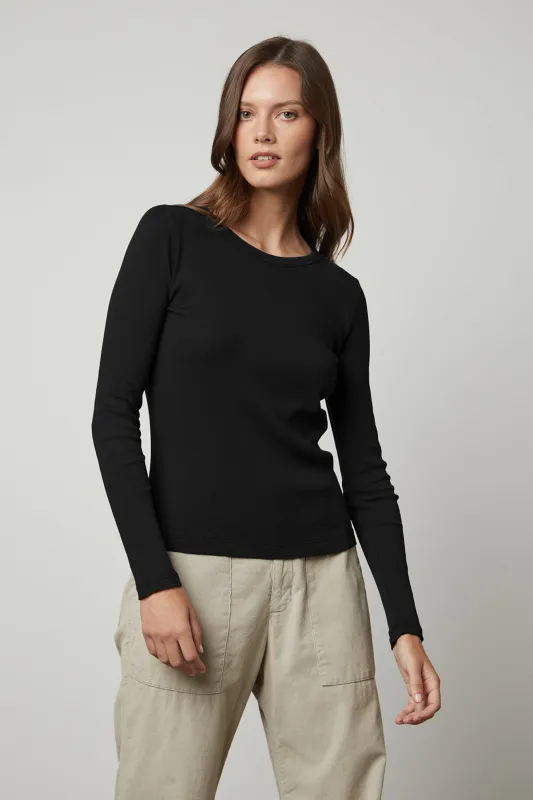 BAYLER RIBBED SCOOP NECK TEE made by Velvet by Graham & Spencer