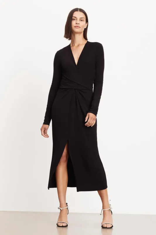 ELIANA WRAP MIDI DRESS made by Velvet by Graham & Spencer