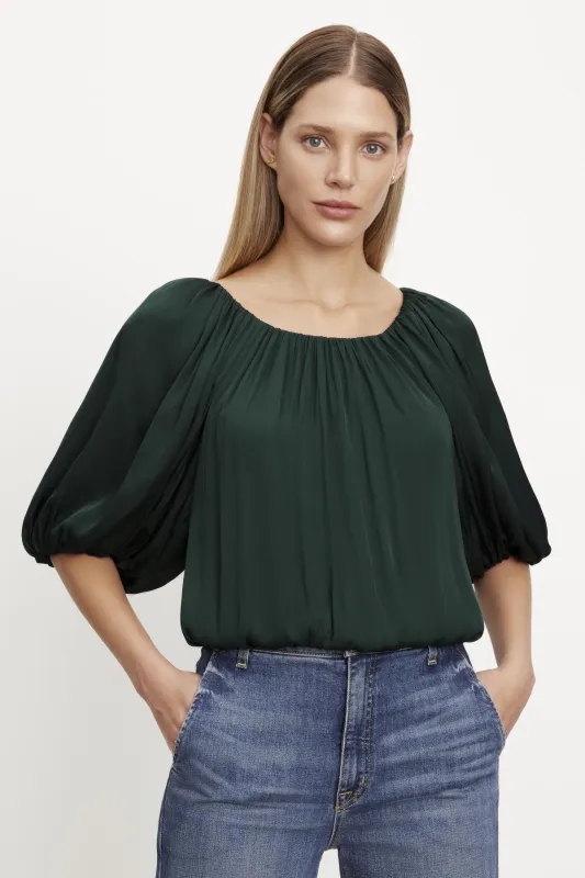 TAMI SATIN PUFF SLEEVE TOP sold by Velvet by Graham & Spencer