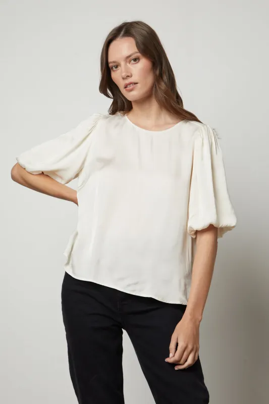 DESI SATIN PUFF SLEEVE TOP sold by Velvet by Graham & Spencer