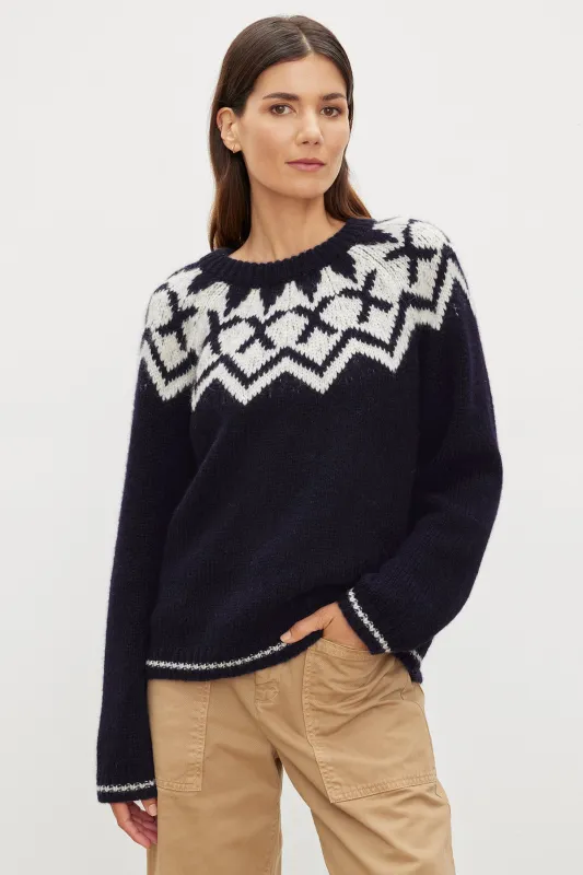 ALEXA FAIR ISLE CREW NECK SWEATER sold by Velvet by Graham & Spencer