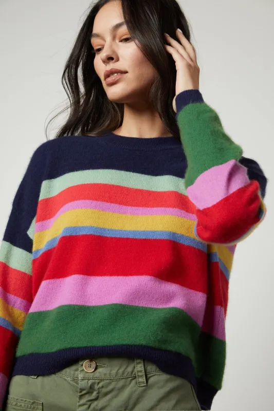 KACEY CASHMERE STRIPED CREW NECK SWEATER sold by Velvet by Graham & Spencer