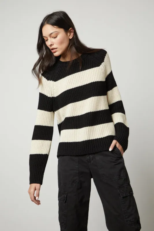 CIARA STRIPED CREW NECK SWEATER sold by Velvet by Graham & Spencer