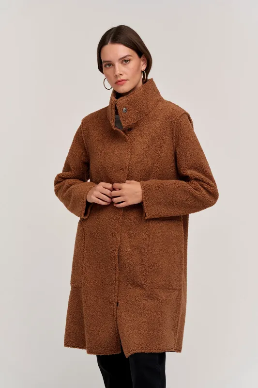 MIRABEL FAUX LUX SHERPA REVERSIBLE COAT sold by Velvet by Graham & Spencer