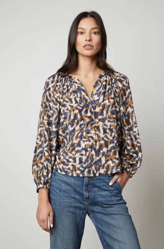 MELINDA PRINTED BUTTON-UP TOP sold by Velvet by Graham & Spencer