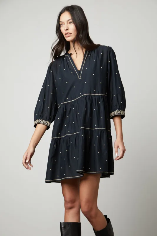 KILEY EMBROIDERED BOHO DRESS made by Velvet by Graham & Spencer