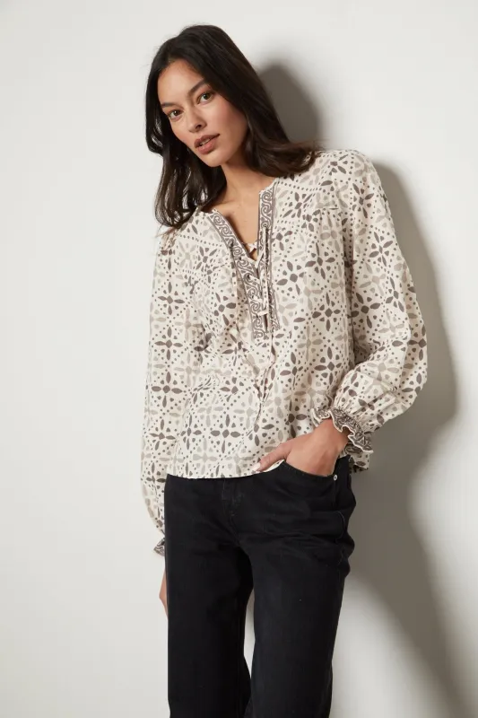 AUDETTE PRINTED BOHO TOP made by Velvet by Graham & Spencer