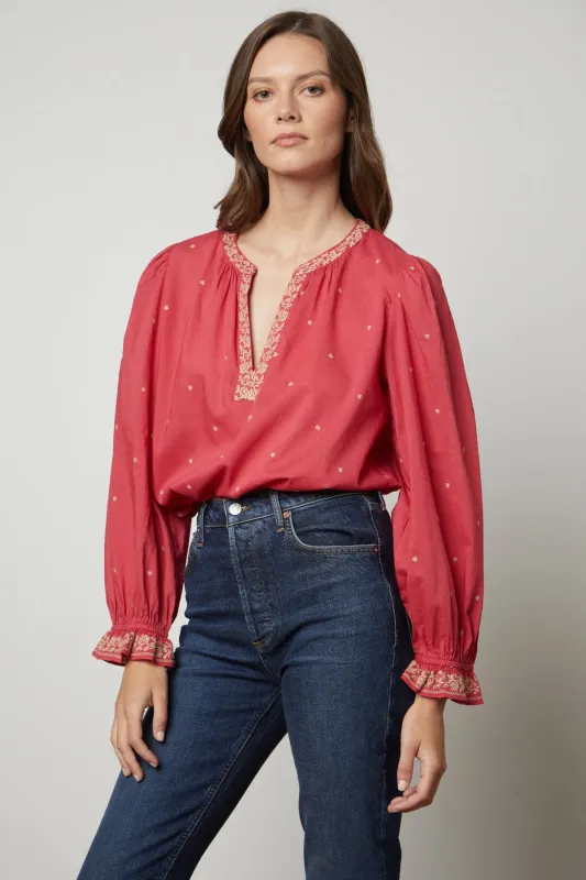 ANIA EMBROIDERED BOHO TOP made by Velvet by Graham & Spencer
