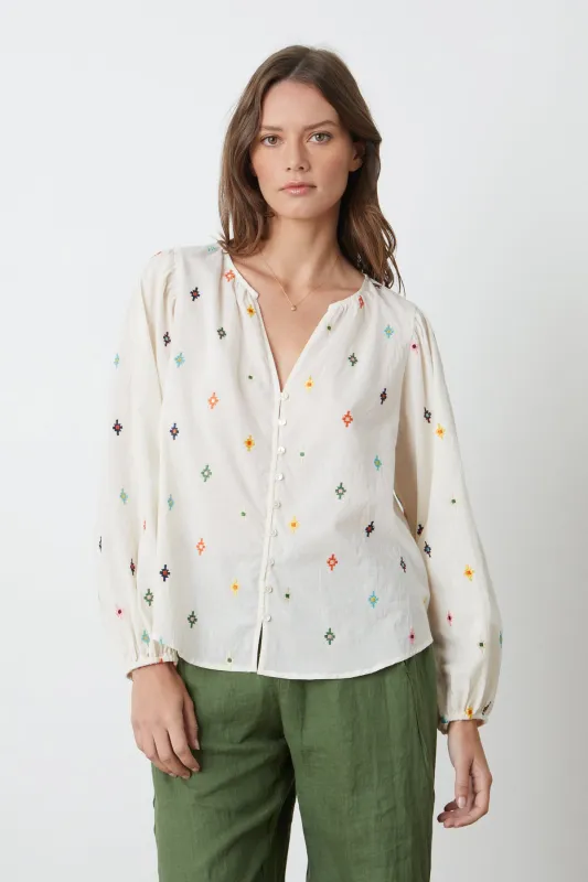 ELIZABETH EMBROIDERED BOHO TOP made by Velvet by Graham & Spencer