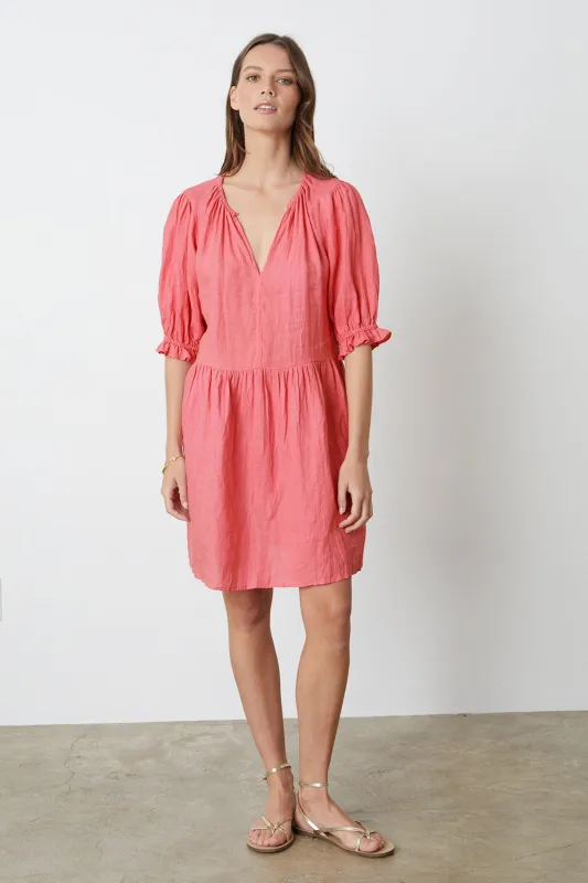 KAILANI LINEN PUFF SLEEVE DRESS made by Velvet by Graham & Spencer