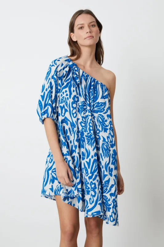 GRETCHEN PRINTED ONE SHOULDER DRESS made by Velvet by Graham & Spencer