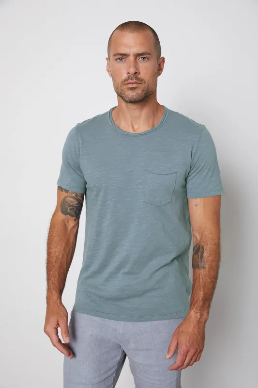 CHAD RAW EDGE COTTON SLUB POCKET TEE made by Velvet by Graham & Spencer