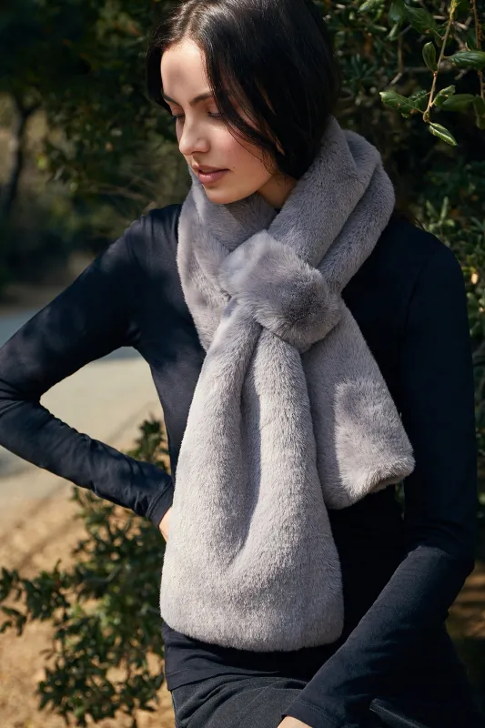 FAUX FUR PULL THRU SCARF made by Velvet by Graham & Spencer
