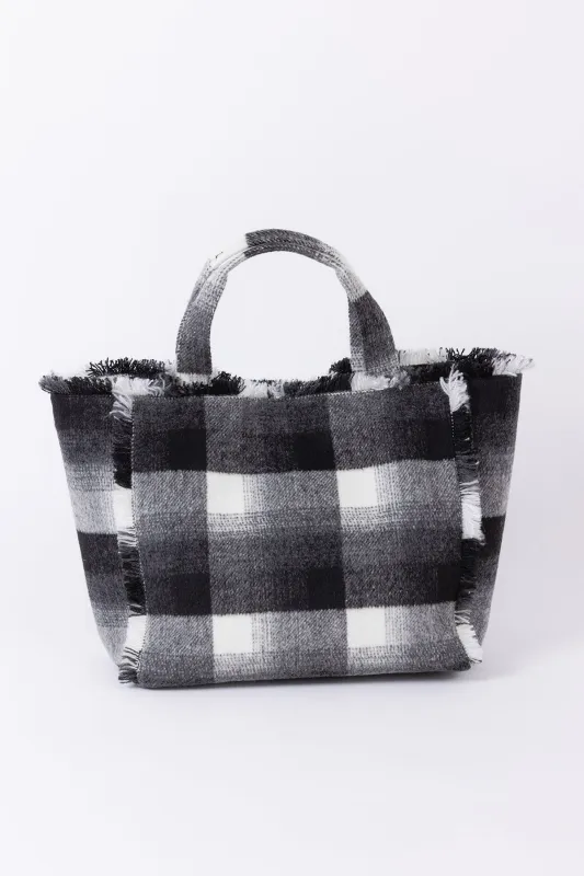 FRAYED FLANNEL WEEKEND BAG made by Velvet by Graham & Spencer